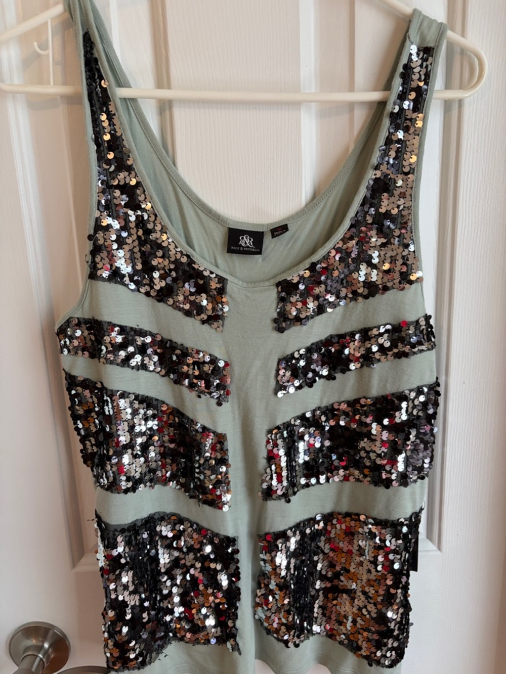 Rock & Republic Sage Tank with Silver Sequin Stripes